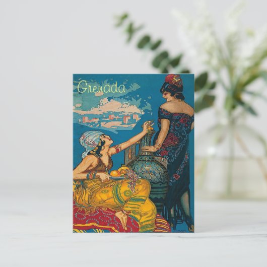 Grenada, Spanje, twee meisjes, oud briefkaart (Staand voorkant)