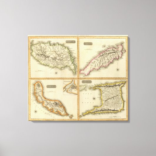Grenada, Tobago, Trinidad, Curaçao Canvas Afdruk (Voorkant)