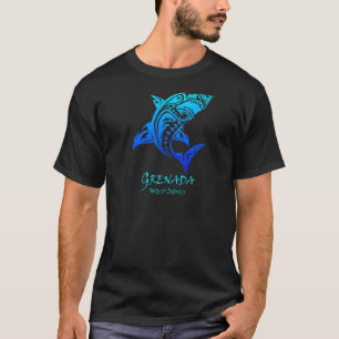 Grenada West Indies Retro Tribal Shark Vac T-shirt