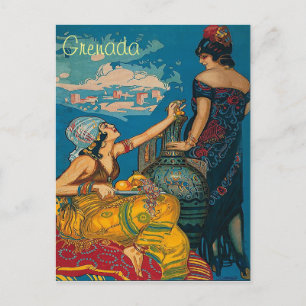 Grenade, Espagne, deux filles, carte postale de vo