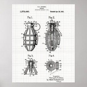  Grenade Patent Grid Poster