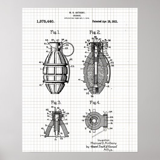 Grenade Patent Grid Poster (Voorkant)