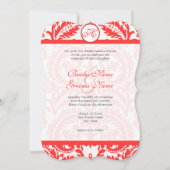 Grenadine Snapdragon Coral Damask Wedding Kaart (Voorkant)
