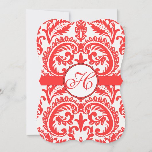 Grenadine Snapdragon Coral Damask Wedding Kaart (Achterkant)
