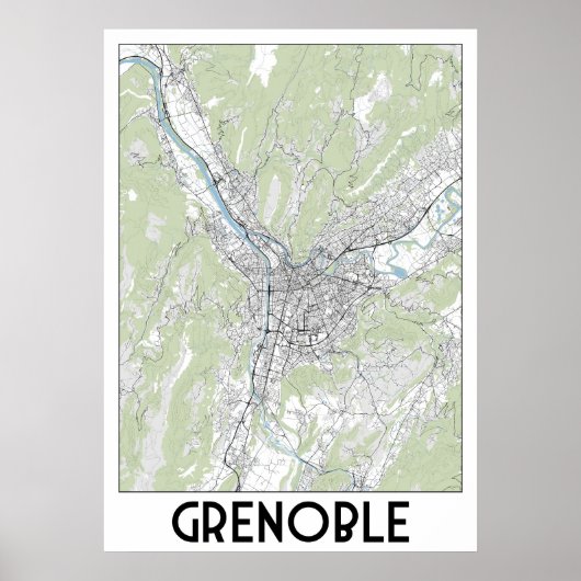 Grenoble Frankrijk kaart Poster (Voorkant)