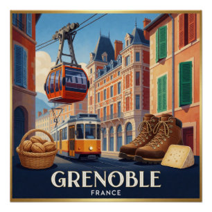Grenoble Frankrijk Toeristische Stad Collage Perfect Poster