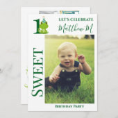 Grenouille 1er anniversaire invitation (Devant / Derrière)