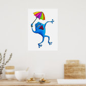 Grenouille à chants bleus avec affiche à parapluie (Cuisine)