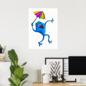 Grenouille à chants bleus avec affiche à parapluie (Bureau à domicile)