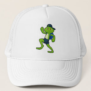 Grenouille à la course avec sac à dos et Casquette