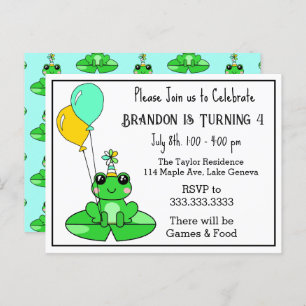 Grenouille à thème Invitations d'anniversaire