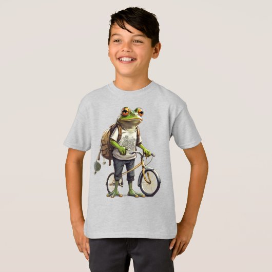 Grenouille adorable en T-shirt et sac à dos Bicycl (Devant entier)