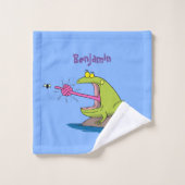 Grenouille amusante et dessin animé de mouche (Gant de toilette)