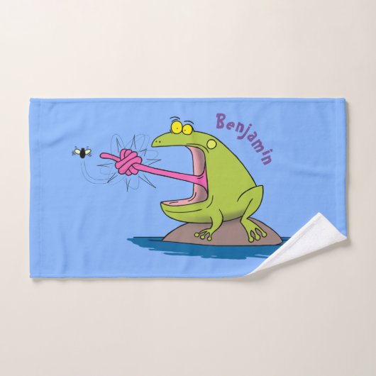 Grenouille amusante et dessin animé de mouche (Serviette à main)