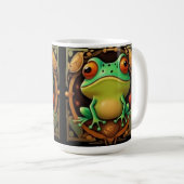 Grenouille Art déco, tasse de café encadrée V2, (Devant droit)