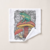 Grenouille aux champignons Design de style Cottage (Gant de toilette)