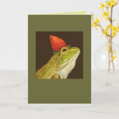 grenouille avec carte fraise (Fleur jaune)