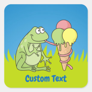 Grenouille avec Sticker Carré Icecream