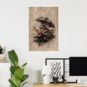 Grenouille Boho sous un parapluie avec impression (Bureau à domicile)