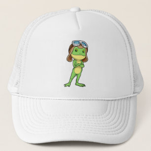 Grenouille comme pilote avec Casquette et lunettes