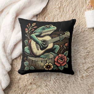 Grenouille Cottagecore avec Coussin de Jeté à la G