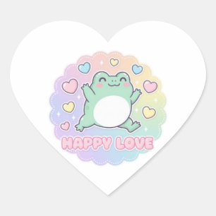 Grenouille d'amour heureuse Autocollant Grenouille