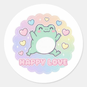 Grenouille d'amour heureuse Autocollant Grenouille