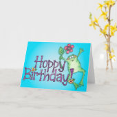 Grenouille d'anniversaire Hoppy - Carte de voeux (Fleur jaune)