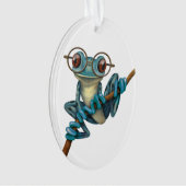 Grenouille d'arbre bleue mignonne avec des verres (devant)