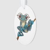 Grenouille d'arbre bleue mignonne avec des verres (devant)