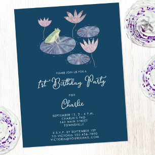 Grenouille et Lily Pond Invitation à la fête d'ann