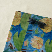 Grenouille et serviette de plage Nénuphar (En situation)
