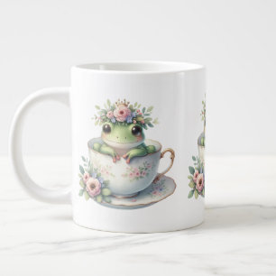Grenouille Fantaisiste dans une Tasse à Thé Floral