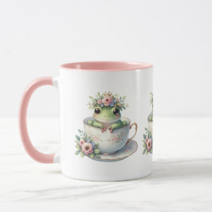 Grenouille Fantaisiste dans une Tasse à Thé Floral
