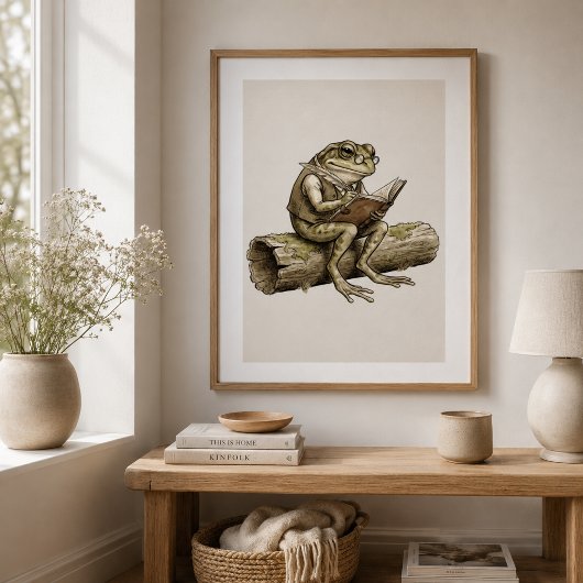Grenouille Fantaisiste Écrivant sur une Affiche de