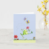Grenouille heureuse - carte de note (Fleur jaune)