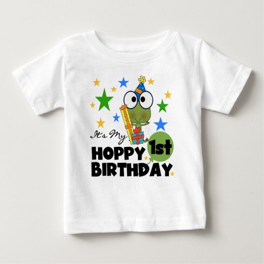 Grenouille Hoppy 1er Anniversaire T-shirts et cade (Devant)
