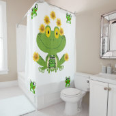 Grenouille jaune vert, rideau pour enfants blanc (En situation)