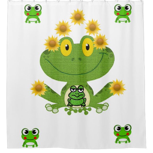 Grenouille jaune vert, rideau pour enfants blanc (Devant)