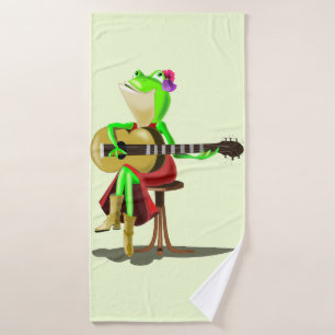 Grenouille jouant de la guitare serviettes de bain