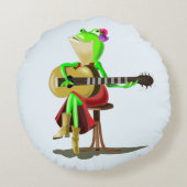 Grenouille Jouer Guitare Funny Coussin rond (Dos)