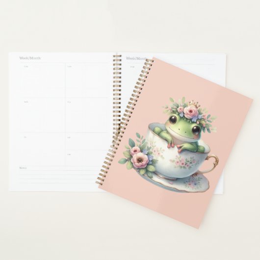 Grenouille lunaire en Teacup Floral (Devant avec enveloppe)