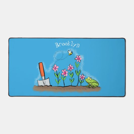 Grenouille mignonne et abeille dans le jardin dess (Recto)