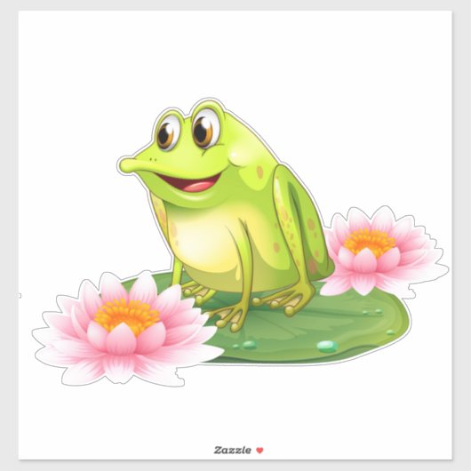 Grenouille sur Sticker Lili Pad (Feuille)