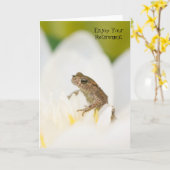 Grenouille sur une fleur Profitez de votre carte d (Fleur jaune)