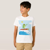 Grenouille Surfant Sur Un T-Shirt Vague (Devant entier)