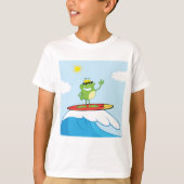 Grenouille Surfant Sur Un T-Shirt Vague (Devant)
