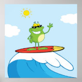Grenouille Surfant Sur Une Affiche De Vague (Devant)