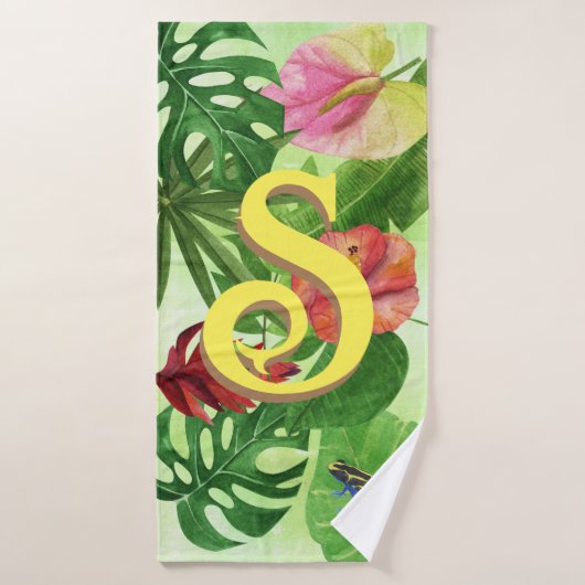 Grenouille tropicale feuille (Serviette de bain)