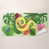 Grenouille tropicale feuille (Serviette de bain)